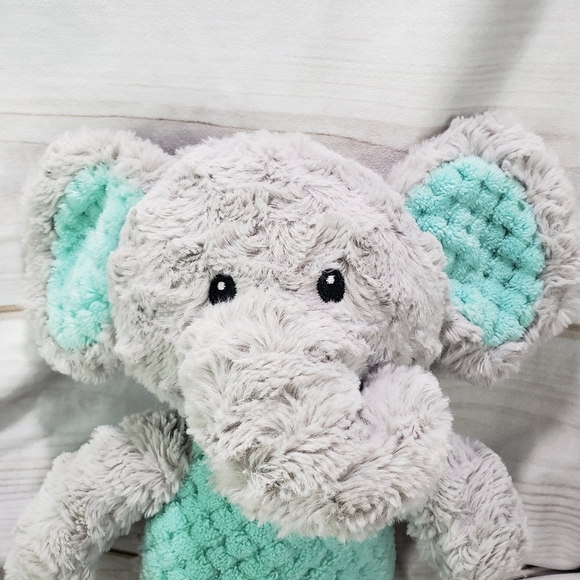 🌞SOLD🌞Spark Create Imagine Gray Teal Elephant Plush Toy Rattle Crinkle 15 Inch - Picture 2 of 9